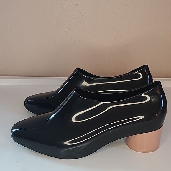 Melissa Mid Espuma Soft Plastic Black with Round Pink Heels Size 6 EU 37 - Picture 5 of 13